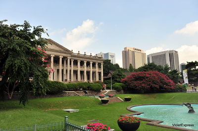 Lawn and building in park