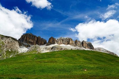 Panoramic view of rocks on land against sky