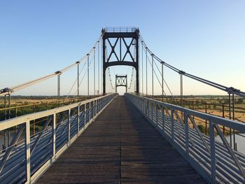 View of golden gate bridge against clear blue sky