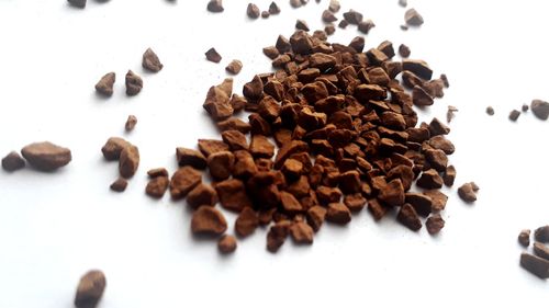 High angle view of coffee beans on table