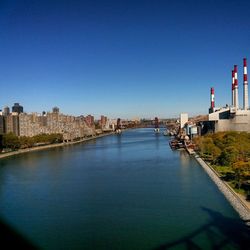 Bridge over river against clear sky