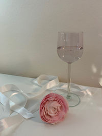 Close-up of rose on table