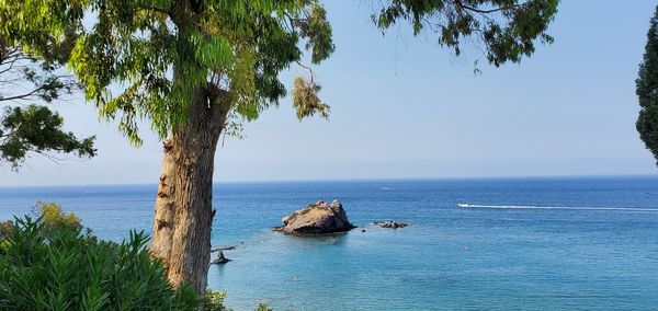 Scenic view of sea against clear sky