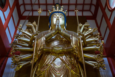 Low angle view of statue in temple