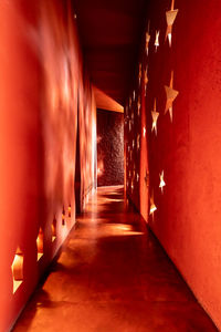 Illuminated corridor of building