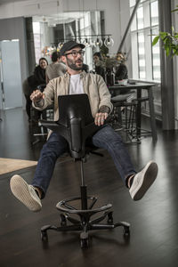 Man on office chair