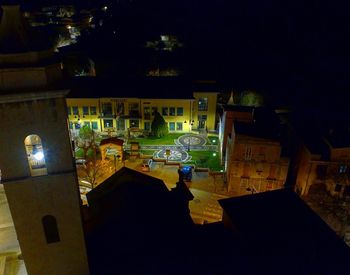 High angle view of illuminated lights