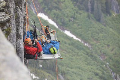 People working on mountain