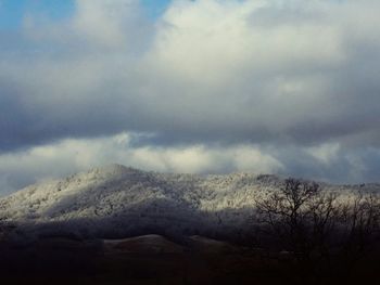 Scenic view of landscape against cloudy sky