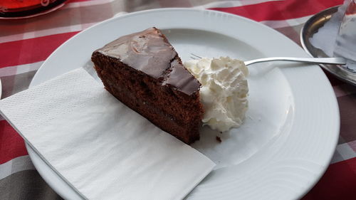 Close-up of dessert in plate on table