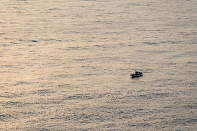 High angle view of boat on sea