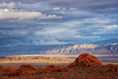 Rock formations on landscape against sky