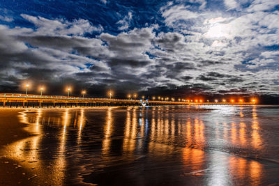 Scenic view of river against sky at night