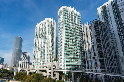 Low angle view of modern buildings against sky