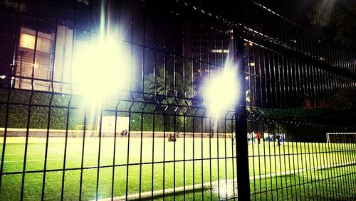 Sun shining through chainlink fence