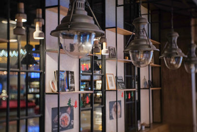Pendant lights hanging in store