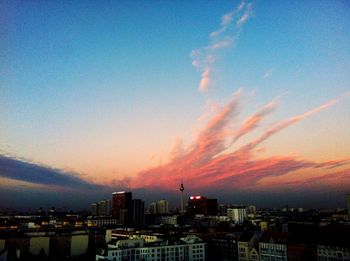 View of cityscape at sunset