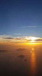 Scenic view of sea against sky at sunset