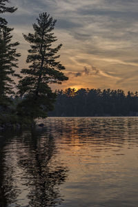 Scenic view of lake during sunset