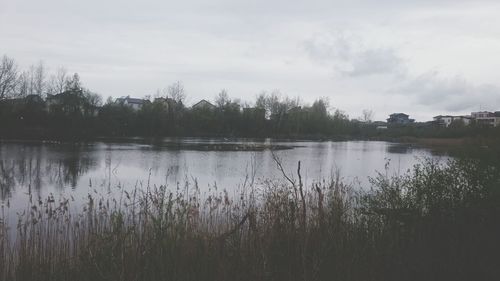 Scenic view of lake against sky