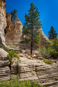 Low angle view of rock formations