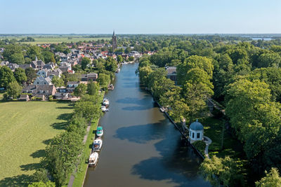 Aerial from the traditional town loenen aan de vecht in the netherlands