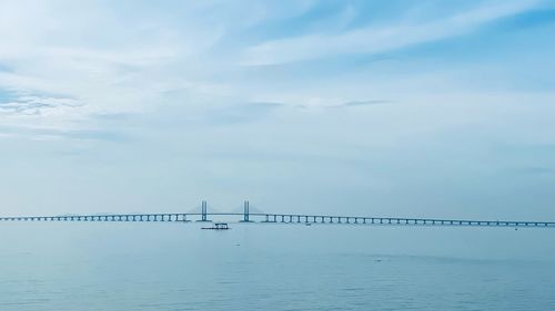 Scenic view of bridge over sea against sky