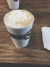High angle view of coffee on table