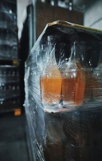 Close-up of ice cubes in glass