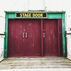 Closed door of building