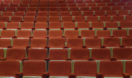 Full frame shot of empty seats in auditorium
