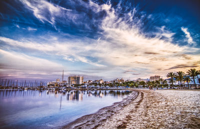 Scenic view of sea against cloudy sky