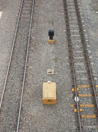 High angle view of railroad tracks