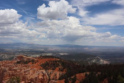 Aerial view of landscape against cloudy sky