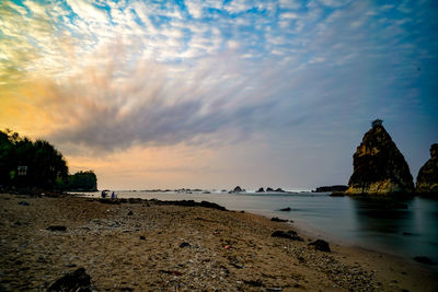 Scenic view of sea against sky during sunset