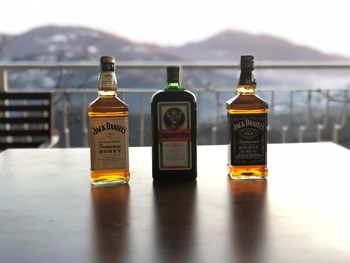 Close-up of bottles on table