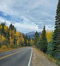 Road amidst trees against sky