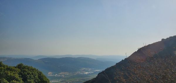 Scenic view of mountains against clear sky