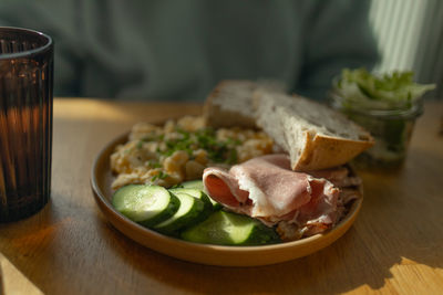 Close-up of food on table