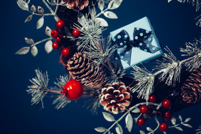 Red berries on christmas tree