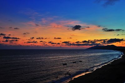 Scenic view of sea at sunset