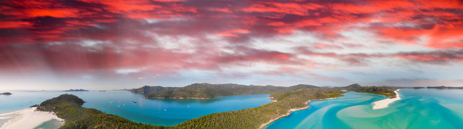 Panoramic view of lake against cloudy sky