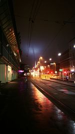 Railroad tracks at night