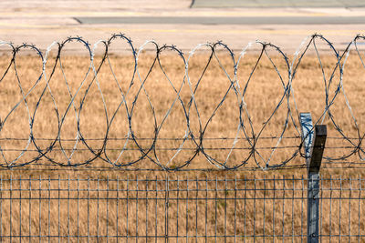 View of barbed wire fence