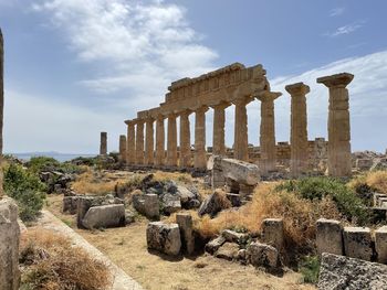 Old ruins of temple against sky