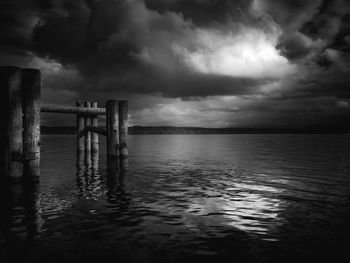 Pier on sea against sky