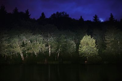 Scenic view of lake against sky at night