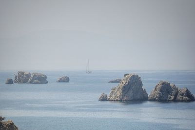 Scenic view of sea against clear sky