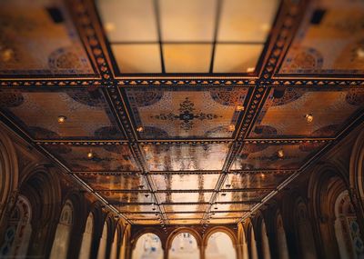 Low angle view of illuminated ceiling of building