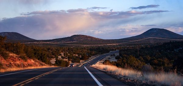 Road leading towards mountains